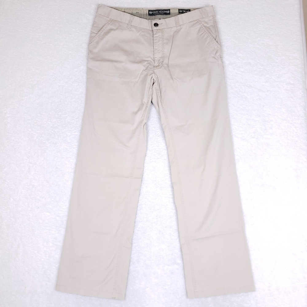 Enzo Denim Men's 36 Khaki Beige Cotton Pants‎ Straight Leg Chino Casual